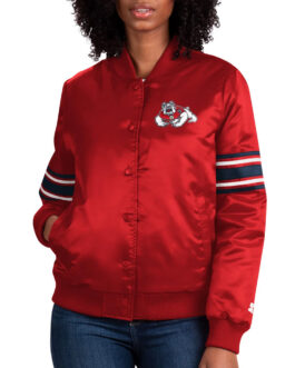 Fresno State Bulldogs Line Up Satin Jacket