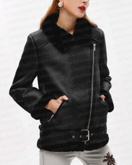 Geek Girl Emily Carey Shearling Leather Jacket