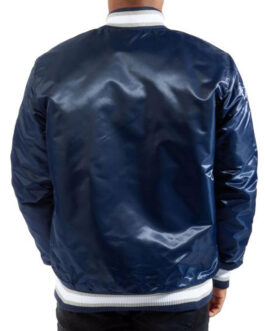 Georgetown Hoyas Bomber Navy Blue Satin Jacket
