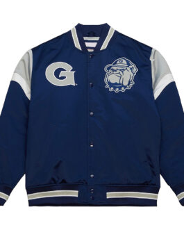Georgetown University Heavyweight Navy Blue Satin Jacket