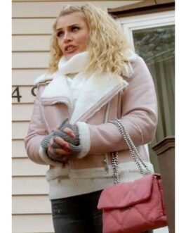 Busy Philipps Girls5eva Shearling Pink Leather Jacket