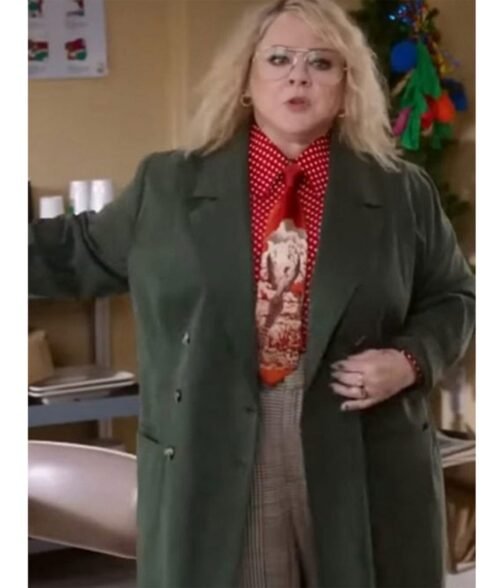 Melissa Mccarthy God’s Favorite Idiot Double Breasted Green Coat - Image 2