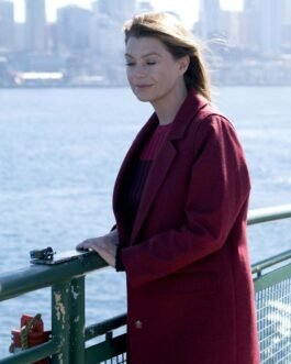 Grey’s Anatomy Ellen Pompeo Maroon Wool Coat