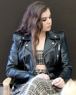 Hailee Steinfeld Black Leather Biker Jacket