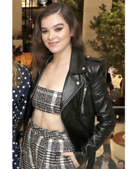 Hailee Steinfeld Black Leather Biker Jacket