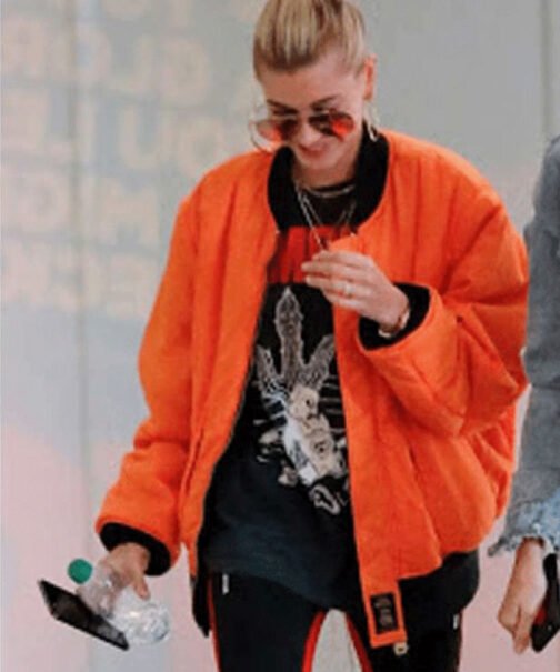 Hailey Baldwin Oversize Orange Jacket - Image 5