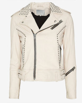 Pretty Little Liars Ashley Benson Studded White Leather Jacket