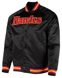 Black Atlanta Hawks Hardwood Classics Satin Jacket