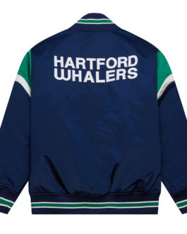 Hartford Whalers Heavyweight Blue Satin Jacket