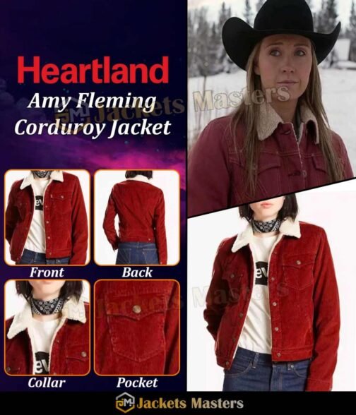 Amber Marshall Heartland Corduroy Burgundy Jacket - Image 5