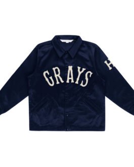 Homestead Grays Navy Satin Windbreaker