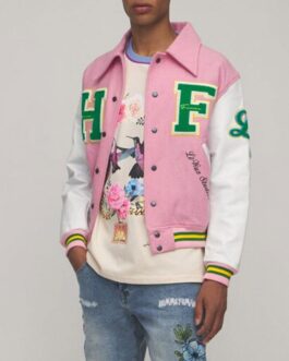 HF Homme Femme Pink Letterman Jacket