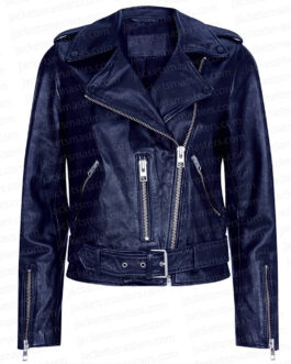 Legacies S04 Danielle Rose Russell Blue Leather Jacket