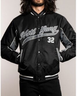 The Hustle Gang Brawlers Black Satin Varsity Jacket