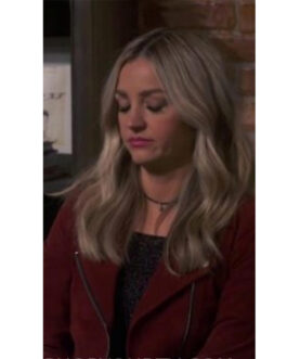 Indebted Abby Elliott Red Suede Jacket