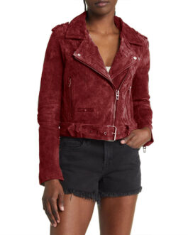 Indebted Abby Elliott Red Suede Jacket