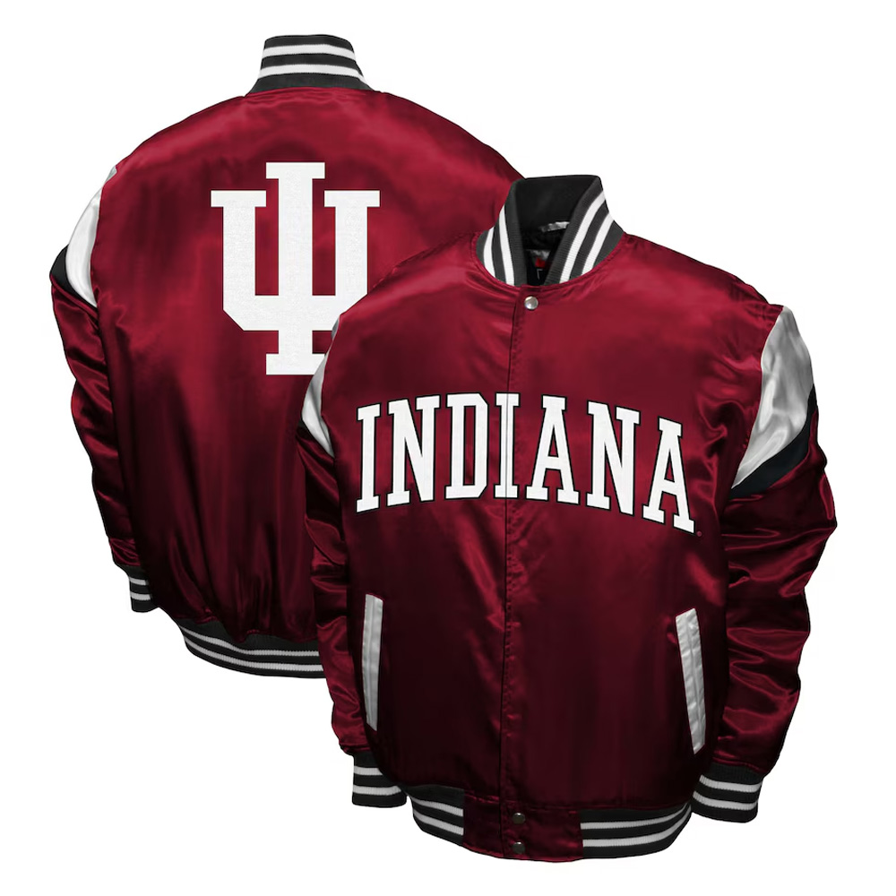 Indiana Hoosiers Power Burnt Crimson Satin Jacket - Image 3