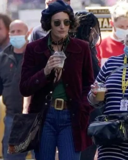 Phoebe Waller-Bridge Indiana Jones Velvet Maroon Coat