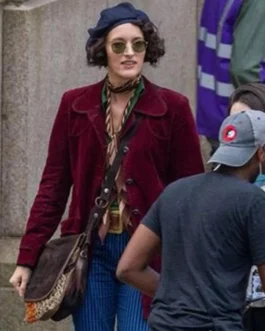 Phoebe Waller-Bridge Indiana Jones Velvet Maroon Coat