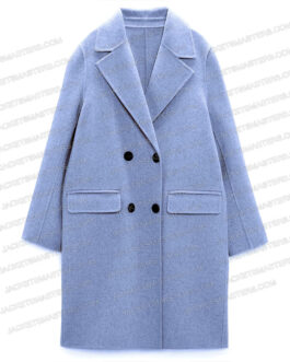 Arden Cho Partner Track Light Blue Wool Coat