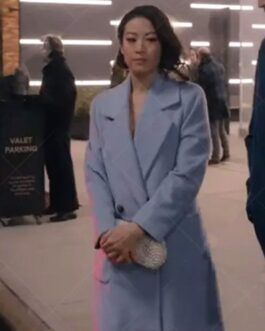 Arden Cho Partner Track Light Blue Wool Coat