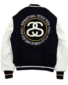 International Stussy Tribe Letterman Black and White Jacket