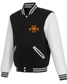 Black and White Iowa Hawkeyes Varsity Jacket