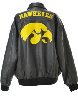 Iowa Hawkeyes Black Bomber Leather Jacket