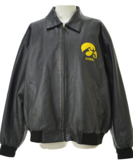 Iowa Hawkeyes Black Bomber Leather Jacket