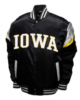 Iowa Hawkeyes Power Black Satin Jacket