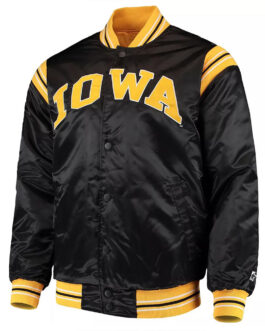 The Enforcer Iowa Hawkeyes Black Satin Jacket