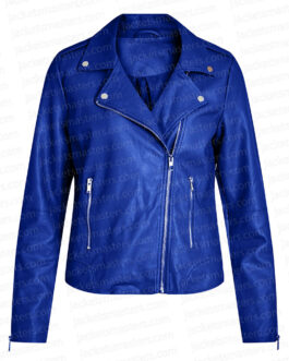 Shadowhunters Emeraude Toubia Blue Leather Jacket