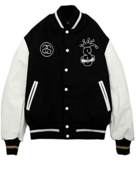 International Stussy Tribe Letterman Black and White Jacket
