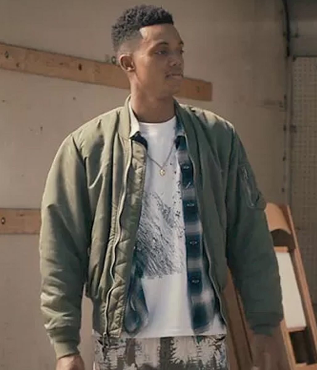 Jabari Banks Bel-Air Bomber Green Jacket