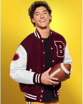 Saved by the Bell Belmont Cameli Maroon and White Letterman Jacket