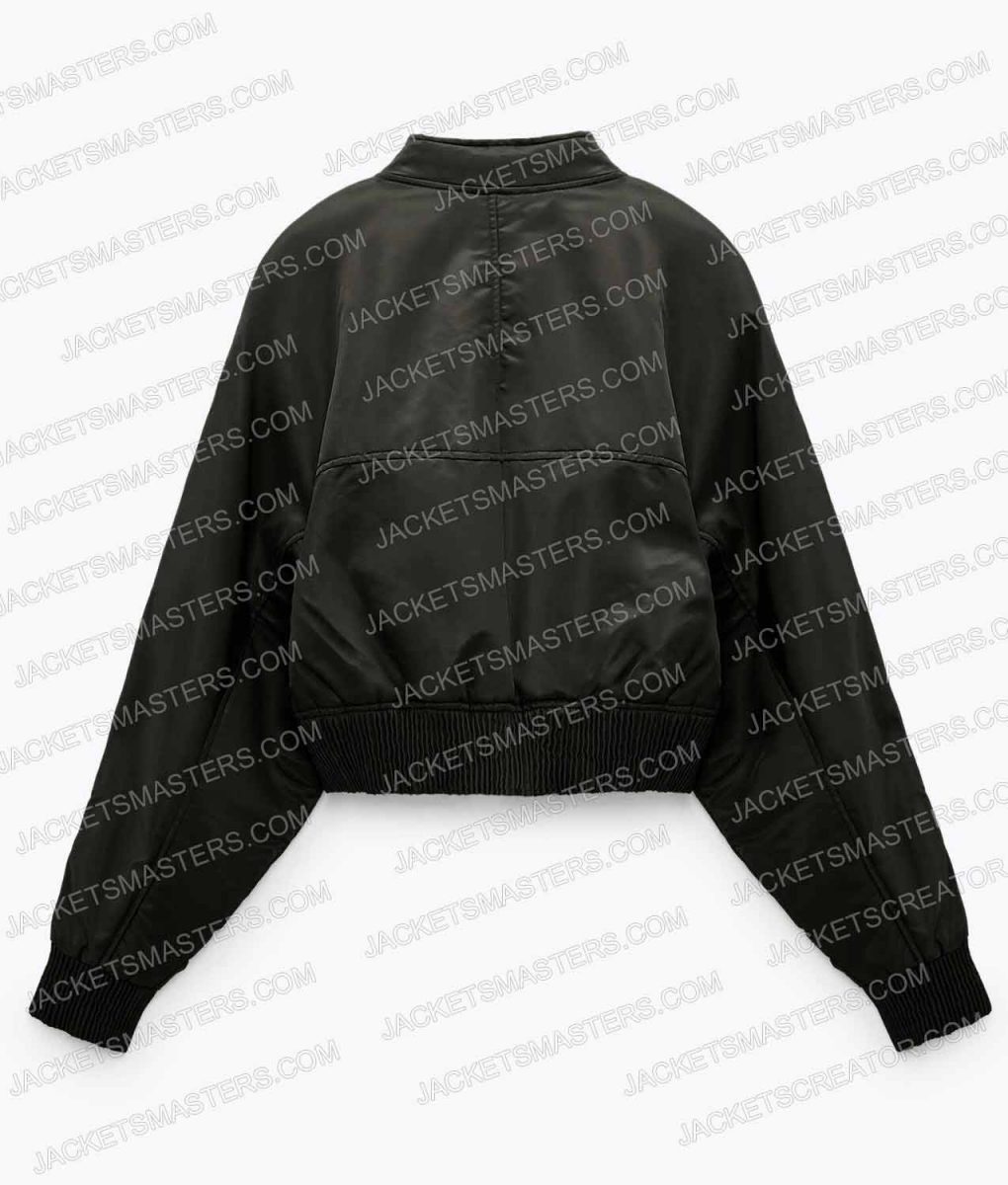 On the Come Up Jamila Gray Bomber Black/Green Jacket - Image 9