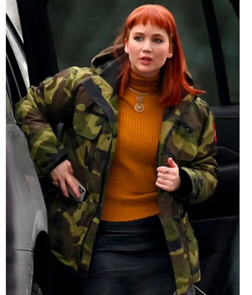 Jennifer Lawrence Don’t Look Up Cotton Camo Jacket - Image 2