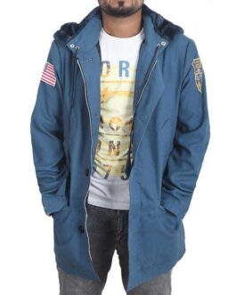 David Harbour Stranger Things Blue Hooded Jacket