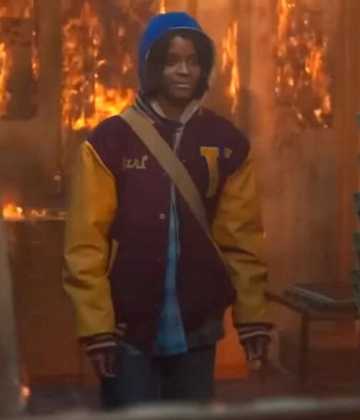 Letitia Wright The Silent Twins Letterman Maroon and Yellow Jacket