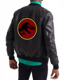 Jurassic Park Black Bomber Leather Jacket