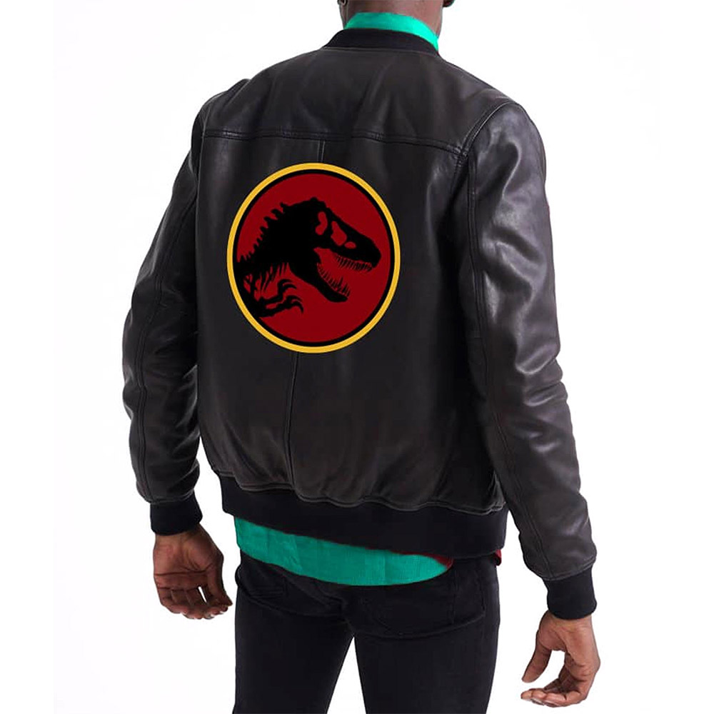 Jurassic Park Black Bomber Leather Jacket - Image 2