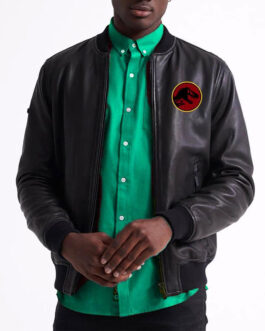 Jurassic Park Black Bomber Leather Jacket