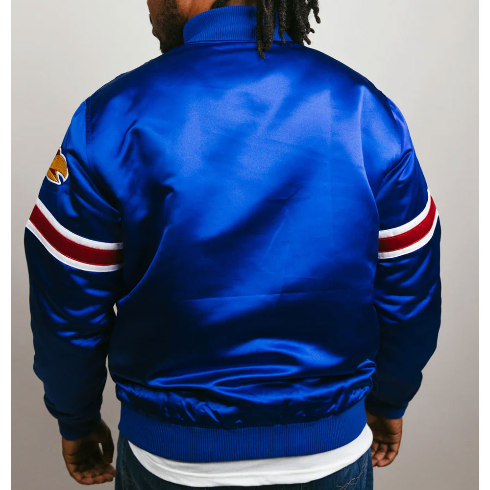 Kansas Jayhawks Striped Blue Bomber Jacket - Image 3