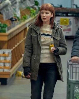 Don’t Look Up Jennifer Lawrence Grey Cotton Hooded Jacket