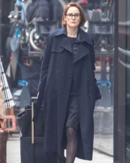 Anatomy of a Scandal Michelle Dockery Blue Wool Coat