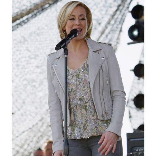 Kellie Pickler Nashville S02 Grey Leather Jacket - Image 2