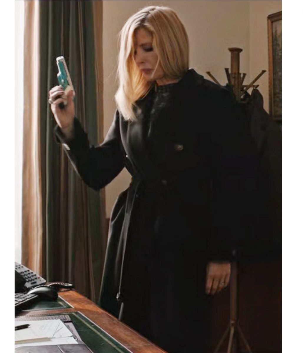 Yellowstone Season 04 Kelly Reilly Black Trench Coat - Image 3