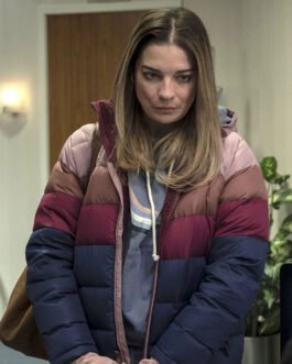 Annie Murphy Kevin Can F**k Himself Puffer Color Block Jacket