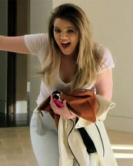 Khloe Kardashian KUWTK White Leather Jacket