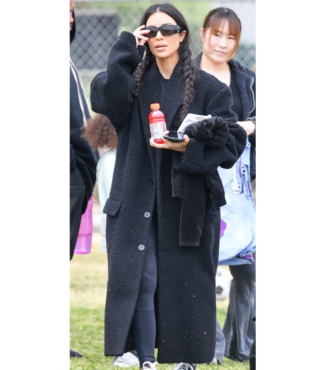 Saint’s Soccer Game Kim Kardashian Fur Coat
